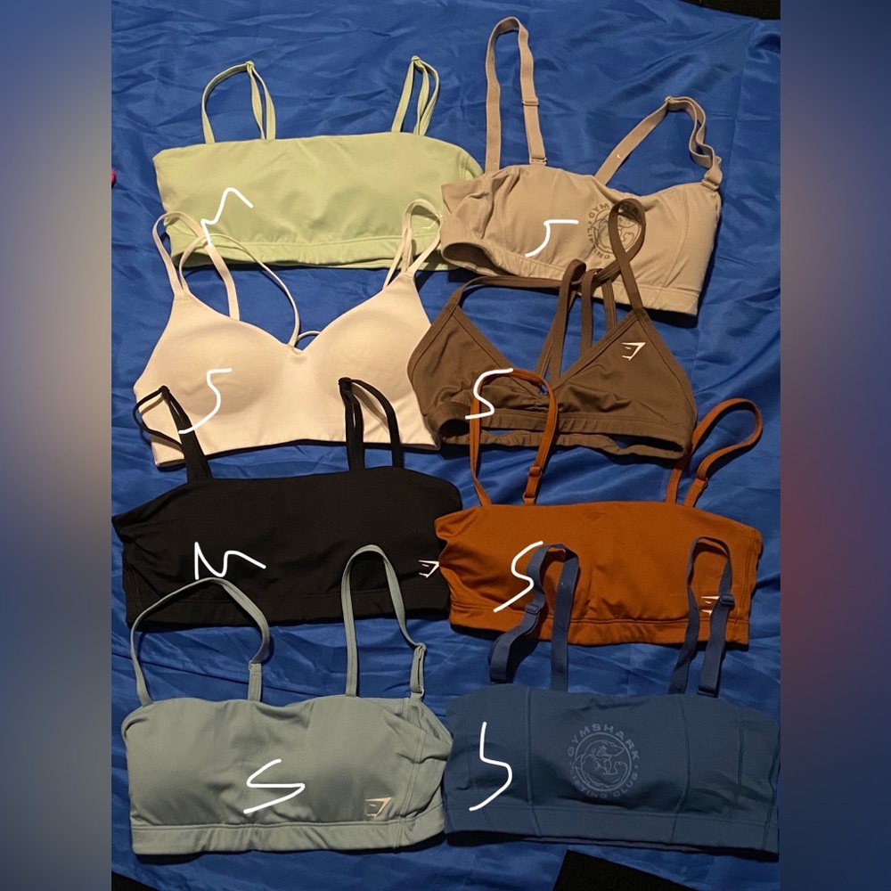 Gymshark tops. Gym wear. Random set. Random colors. Bandeau tops.